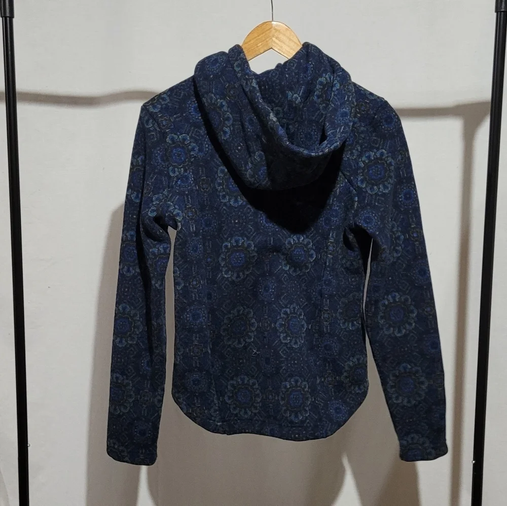 Sherpa jacket hoodie coat mid layer athletic outdoor paisley sustainable blue - Picture 7 of 16